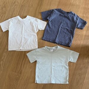 Zara Kids Blue, Navy & Cream Short Sleeve Tee Set